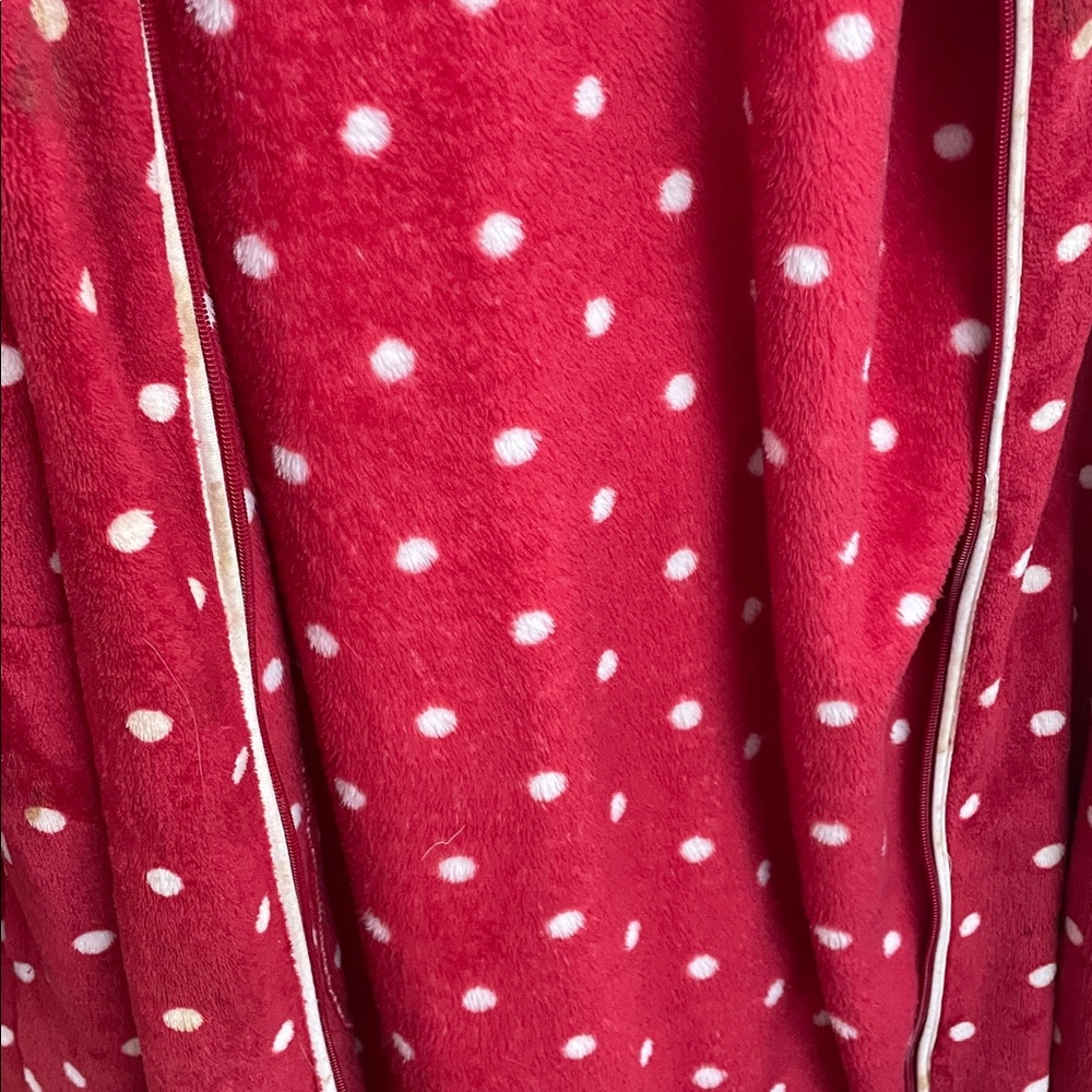 Red Polka Dot Fleece Robe - Picture 3 of 4